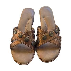 Modellista Vintage Women's Size 7M Bronze Strappy Embellished Wedge Sandal
